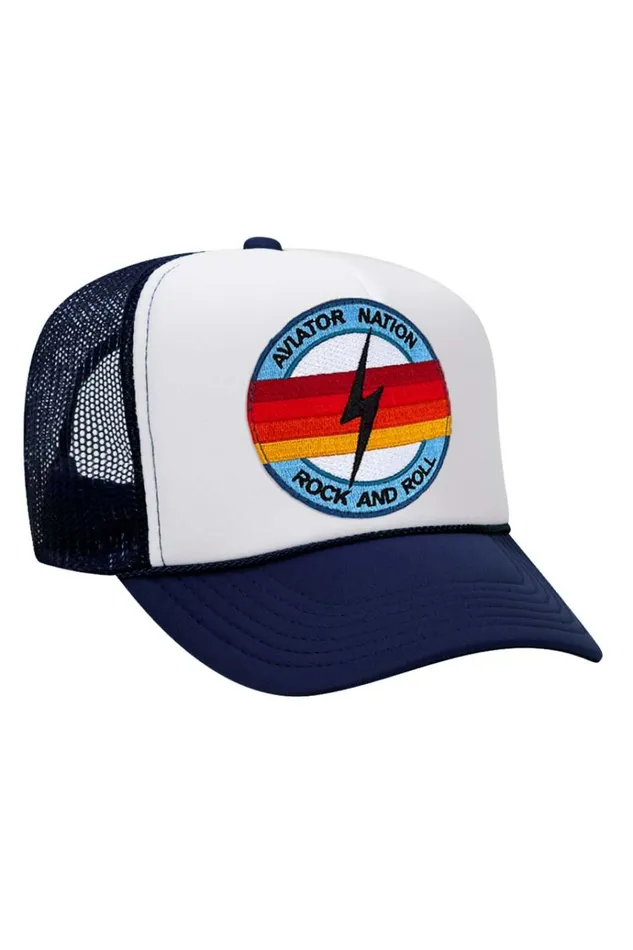 Women Trucker Hats Aviator Nation ROCK AND ROLL BOLT VINTAGE TRUCKER HAT Women Trucker Hats Aviator Nation ROCK AND ROLL BOLT VINTAGE TRUCKER HAT