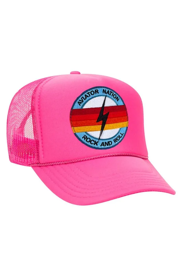 Women Trucker Hats Aviator Nation ROCK AND ROLL BOLT VINTAGE TRUCKER HAT Women Trucker Hats Aviator Nation ROCK AND ROLL BOLT VINTAGE TRUCKER HAT