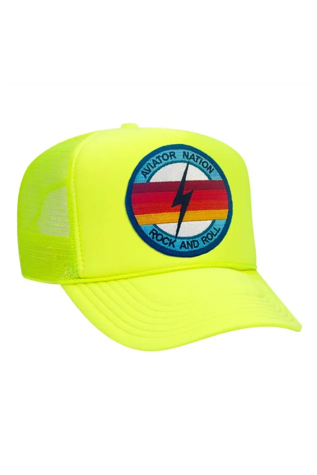 Women Trucker Hats Aviator Nation ROCK AND ROLL BOLT VINTAGE TRUCKER HAT Women Trucker Hats Aviator Nation ROCK AND ROLL BOLT VINTAGE TRUCKER HAT