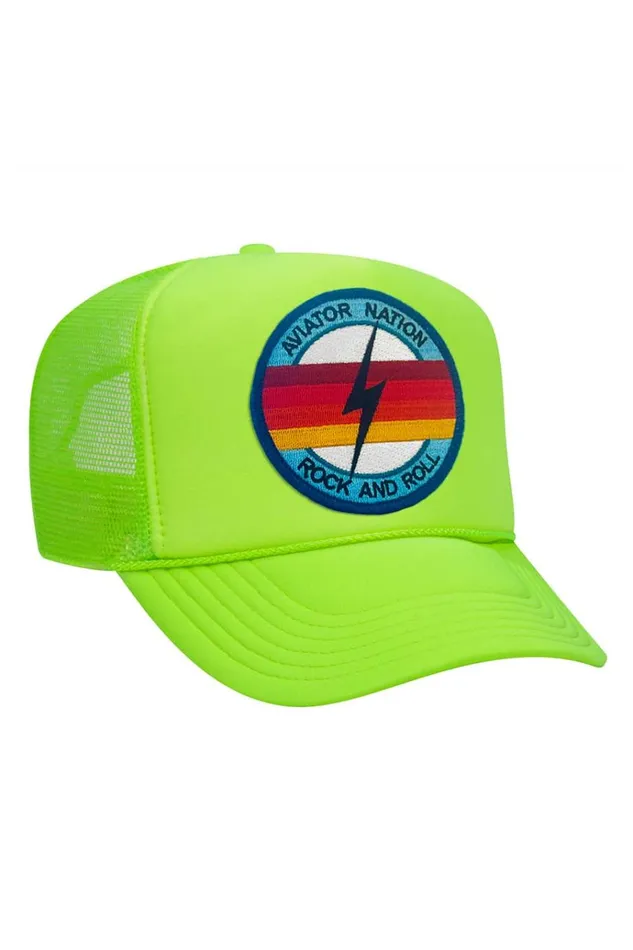 Women Trucker Hats Aviator Nation ROCK AND ROLL BOLT VINTAGE TRUCKER HAT Women Trucker Hats Aviator Nation ROCK AND ROLL BOLT VINTAGE TRUCKER HAT