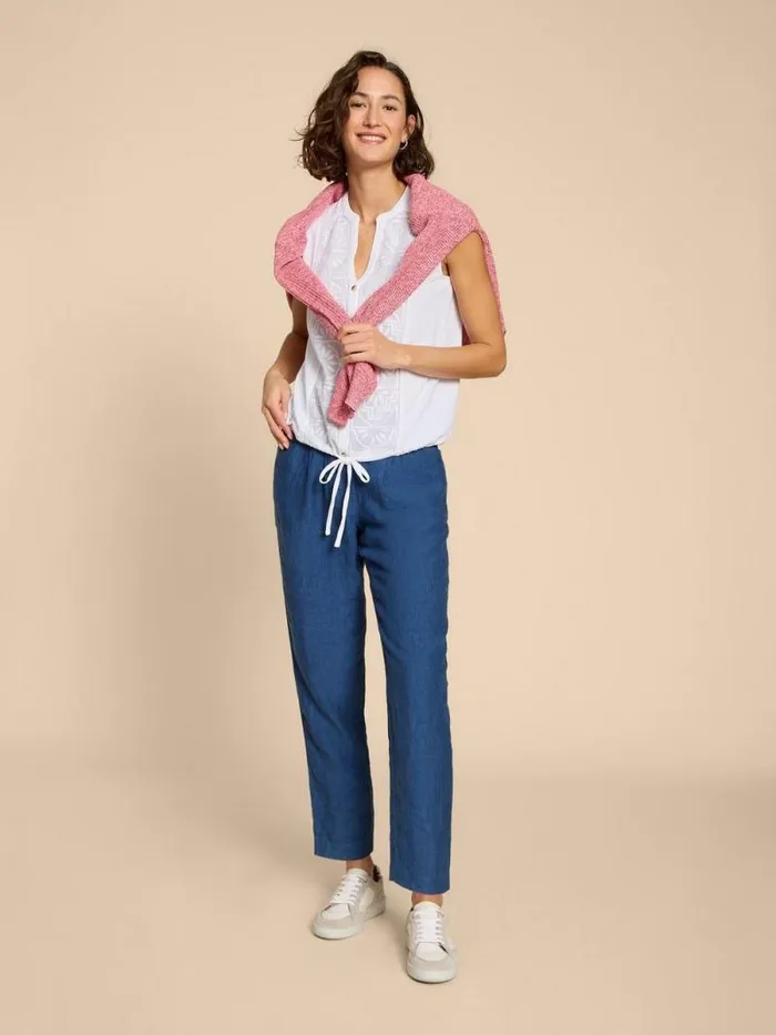 Women TULIP JERSEY SLEEVELESS SHIRT Pale Ivory White Stuff Shirts and Blouses
