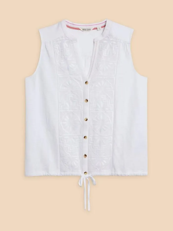 Women TULIP JERSEY SLEEVELESS SHIRT Pale Ivory White Stuff Shirts and Blouses Women TULIP JERSEY SLEEVELESS SHIRT Pale Ivory White Stuff Shirts and Blouses