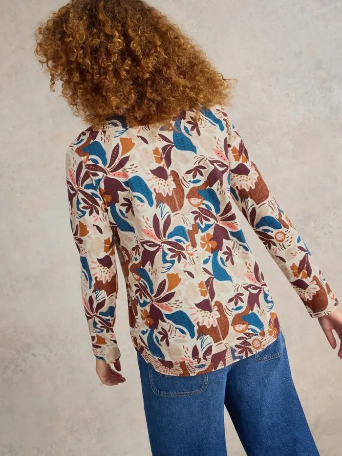Women WEAVER TEE Natural Print White Stuff Tops and Tees