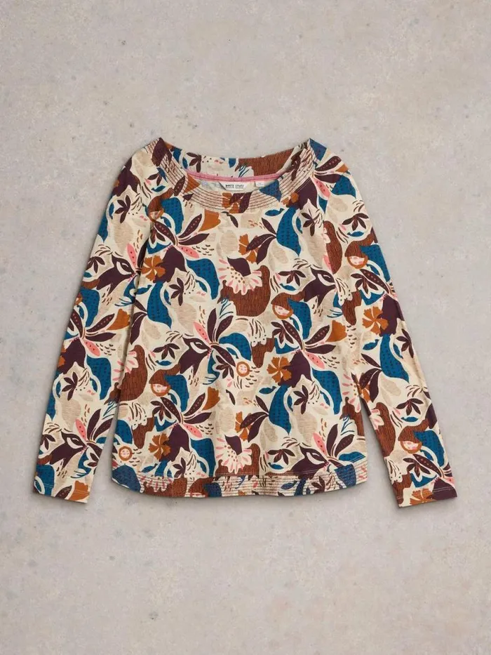 Women WEAVER TEE Natural Print White Stuff Tops and Tees