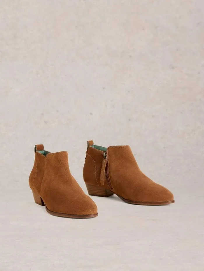 Women Wide Fit Suede Ankle Boot Mid Tan White Stuff Boots