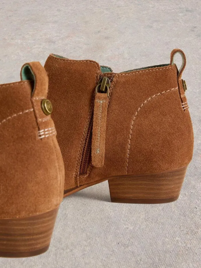 Women Wide Fit Suede Ankle Boot Mid Tan White Stuff Boots