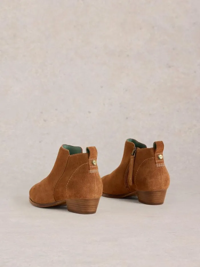 Women Wide Fit Suede Ankle Boot Mid Tan White Stuff Boots