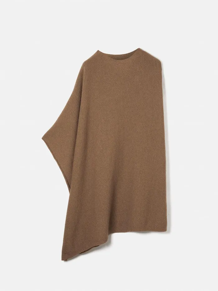 Women Wool Cashmere Blend Drape Poncho Camel Jigsaw Ponchos and Scarves