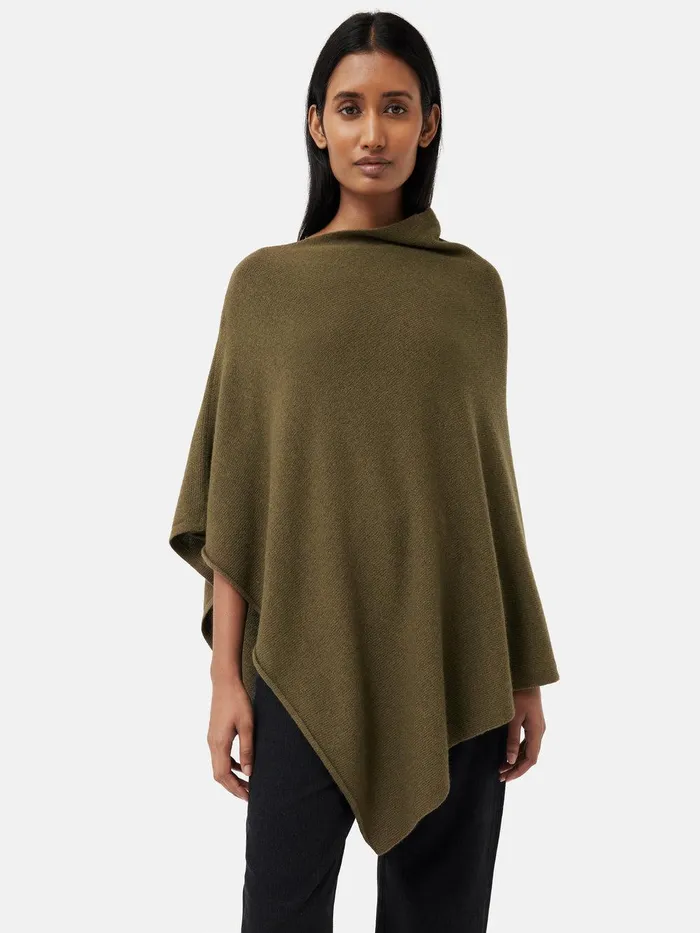 Women Wool Cashmere Blend Drape Poncho Green Jigsaw Ponchos and Scarves