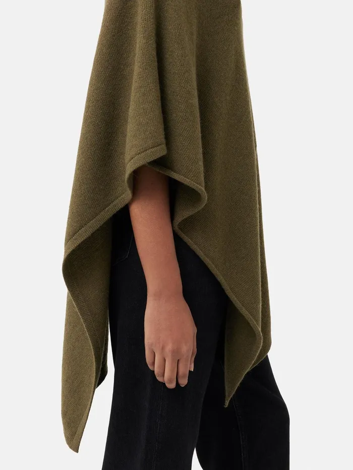 Women Wool Cashmere Blend Drape Poncho Green Jigsaw Ponchos and Scarves