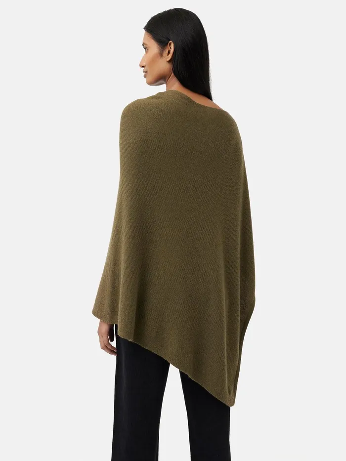 Women Wool Cashmere Blend Drape Poncho Green Jigsaw Ponchos and Scarves