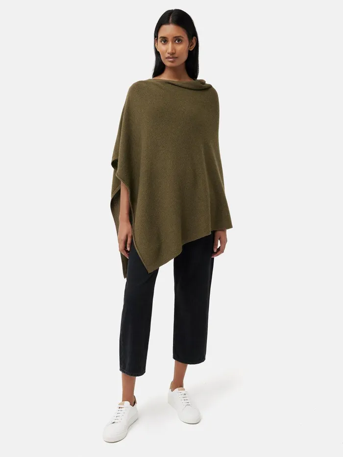Women Wool Cashmere Blend Drape Poncho Green Jigsaw Ponchos and Scarves