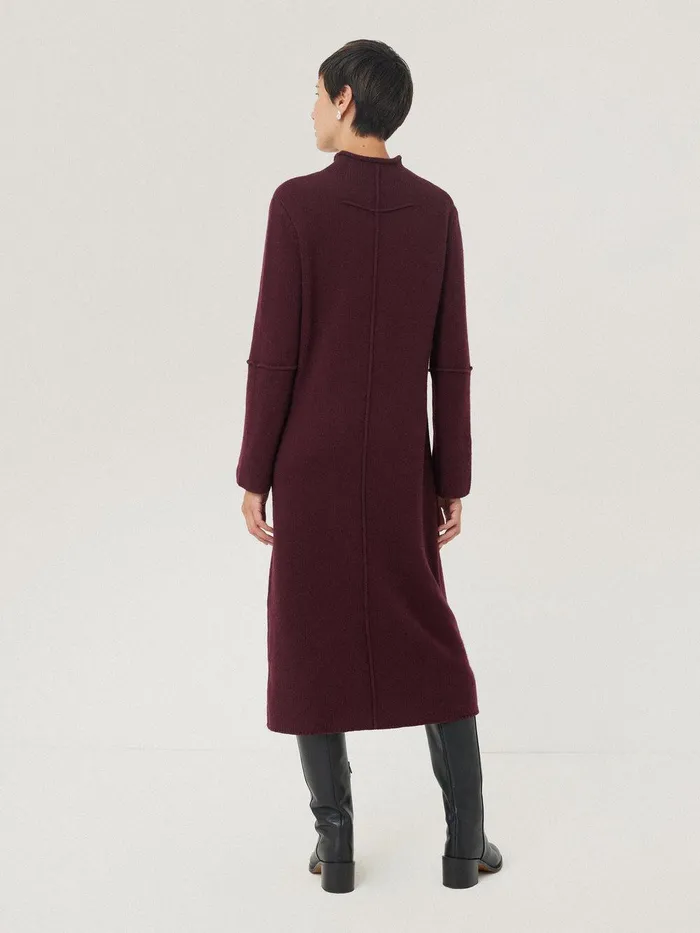 Women Wool Cashmere Blend Dress Burgundy Jigsaw Dresses and Jumpsuits