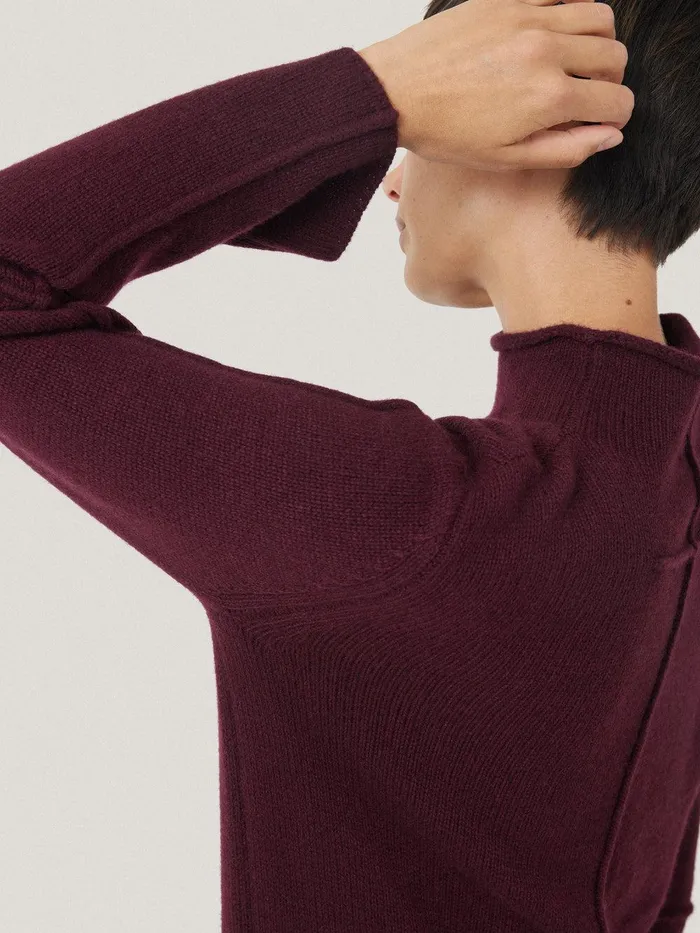 Women Wool Cashmere Blend Dress Burgundy Jigsaw Dresses and Jumpsuits