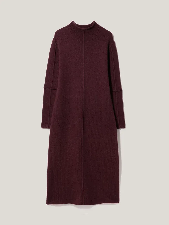 Women Wool Cashmere Blend Dress Burgundy Jigsaw Dresses and Jumpsuits