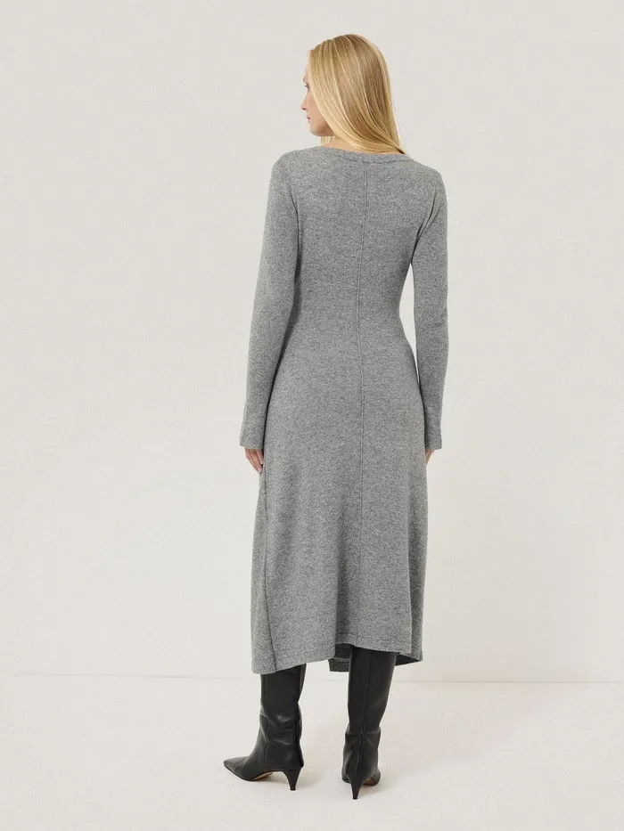 Women Wool Cashmere Blend Knot Dress Grey Jigsaw Dresses and Jumpsuits