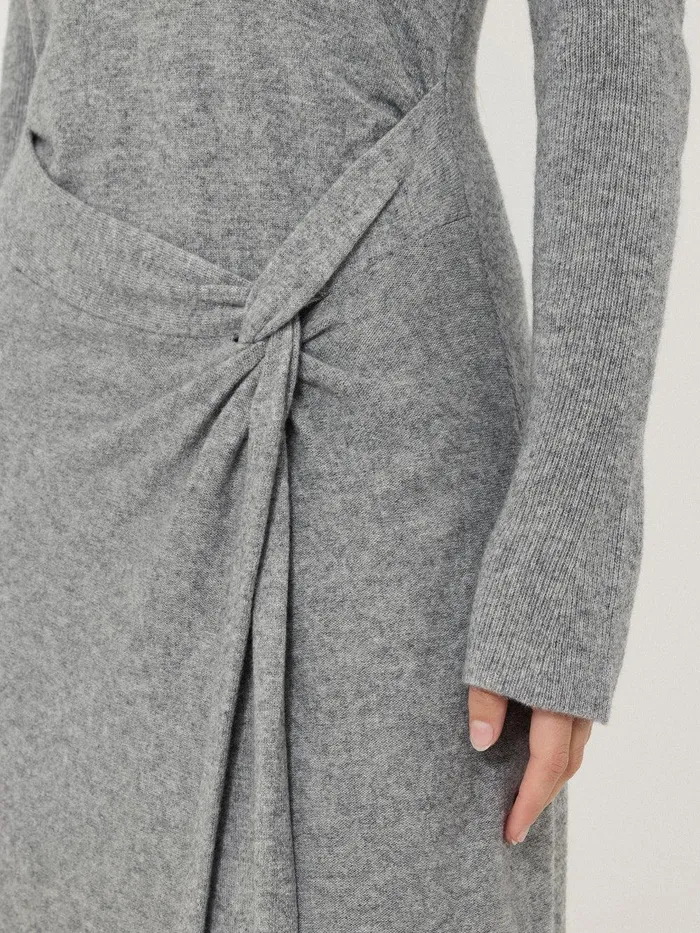 Women Wool Cashmere Blend Knot Dress Grey Jigsaw Dresses and Jumpsuits