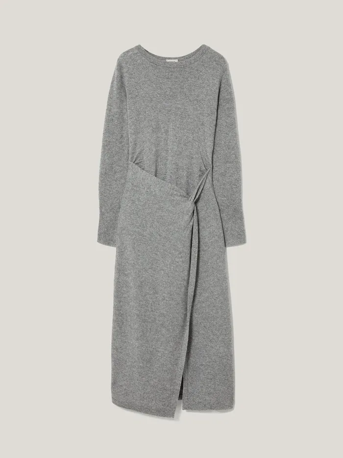 Women Wool Cashmere Blend Knot Dress Grey Jigsaw Dresses and Jumpsuits