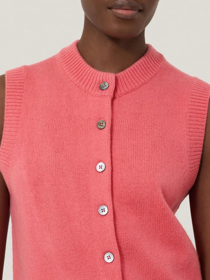 Women Wool Cashmere Blend Waistcoat Pink Jigsaw Knitwear and Cashmere