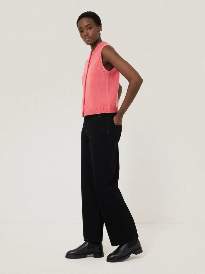 Women Wool Cashmere Blend Waistcoat Pink Jigsaw Knitwear and Cashmere