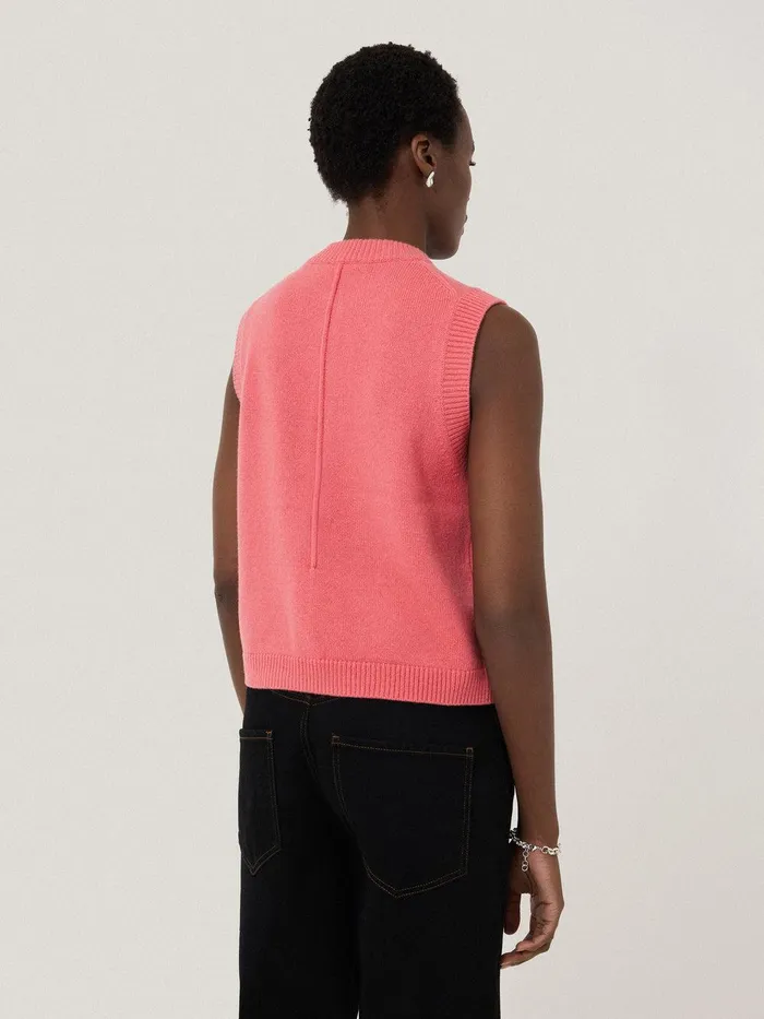 Women Wool Cashmere Blend Waistcoat Pink Jigsaw Knitwear and Cashmere