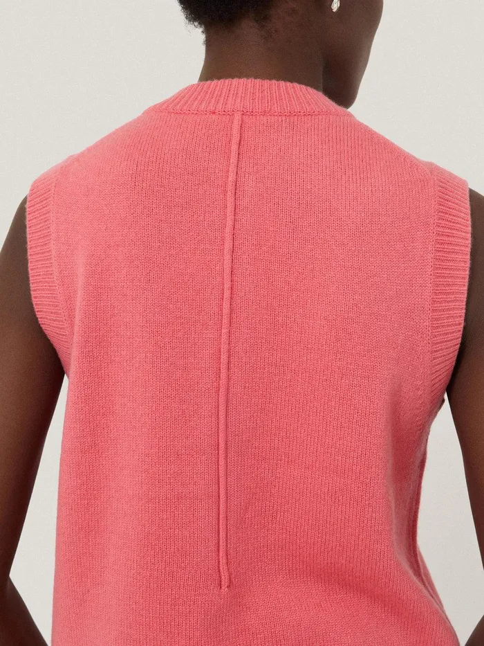 Women Wool Cashmere Blend Waistcoat Pink Jigsaw Knitwear and Cashmere