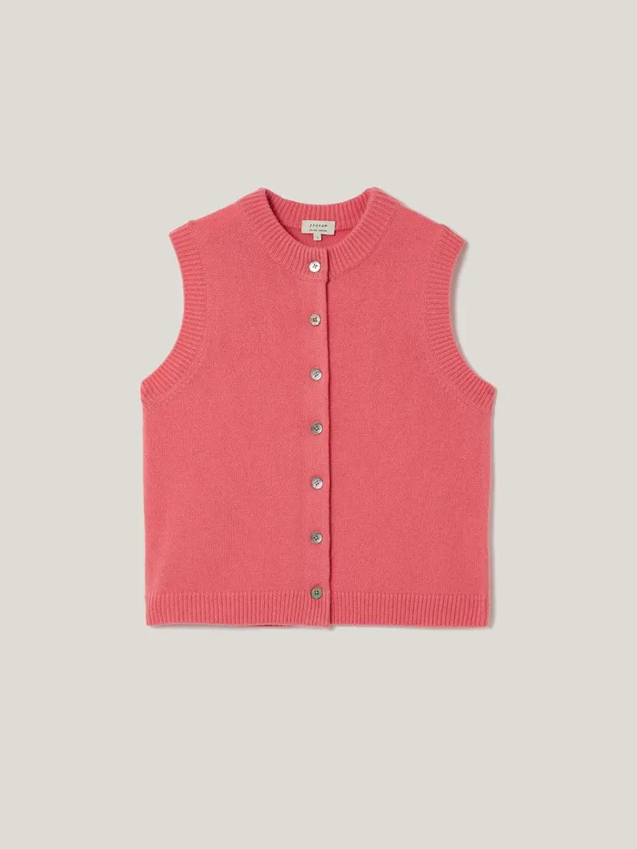 Women Wool Cashmere Blend Waistcoat Pink Jigsaw Knitwear and Cashmere