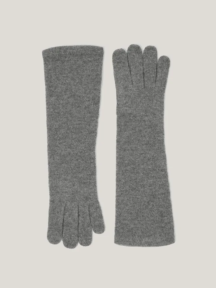 Women Wool Cashmere Long Gloves Grey Jigsaw Knitwear and Cashmere