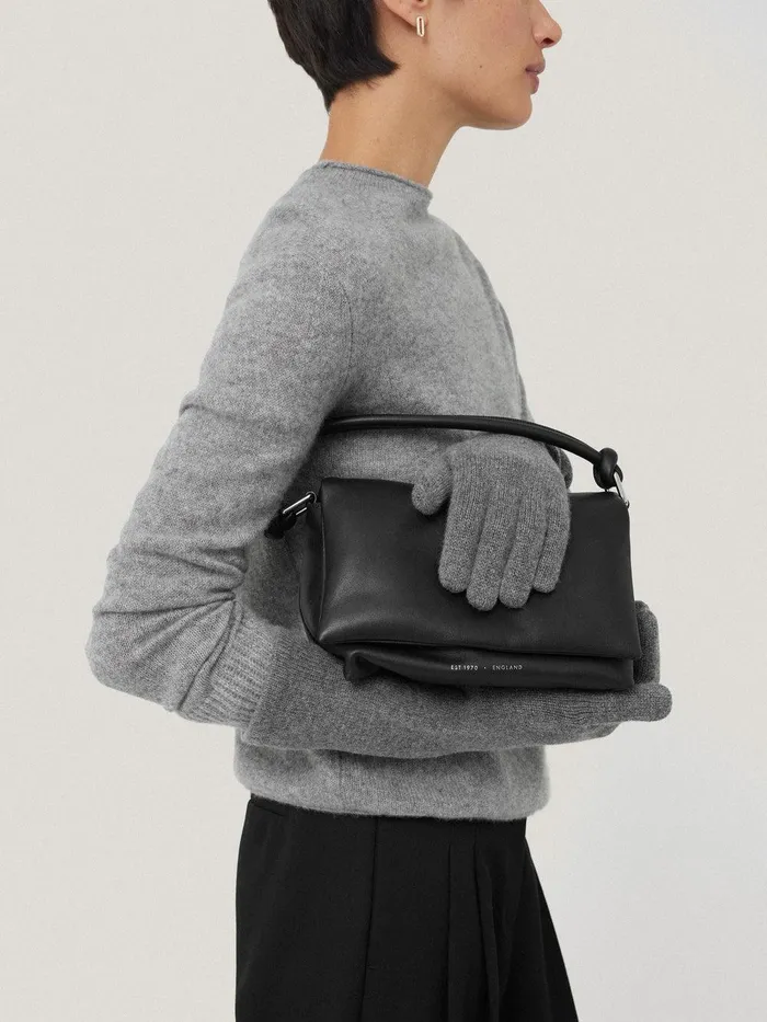 Women Wool Cashmere Long Gloves Grey Jigsaw Knitwear and Cashmere