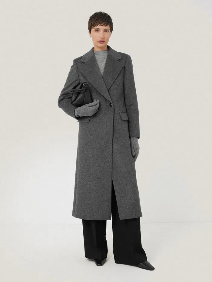 Women Wool Cashmere Long Gloves Grey Jigsaw Knitwear and Cashmere