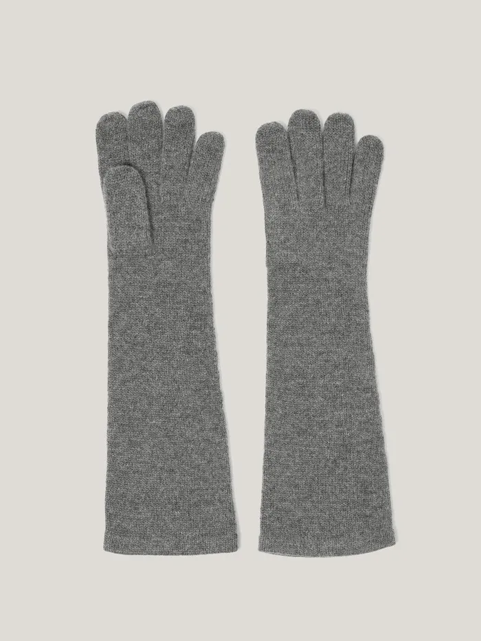 Women Wool Cashmere Long Gloves Grey Jigsaw Knitwear and Cashmere
