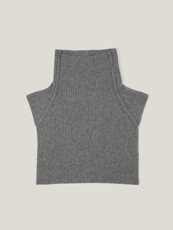 Women Wool Cashmere Roll Neck Bib Grey Jigsaw Ponchos and Scarves