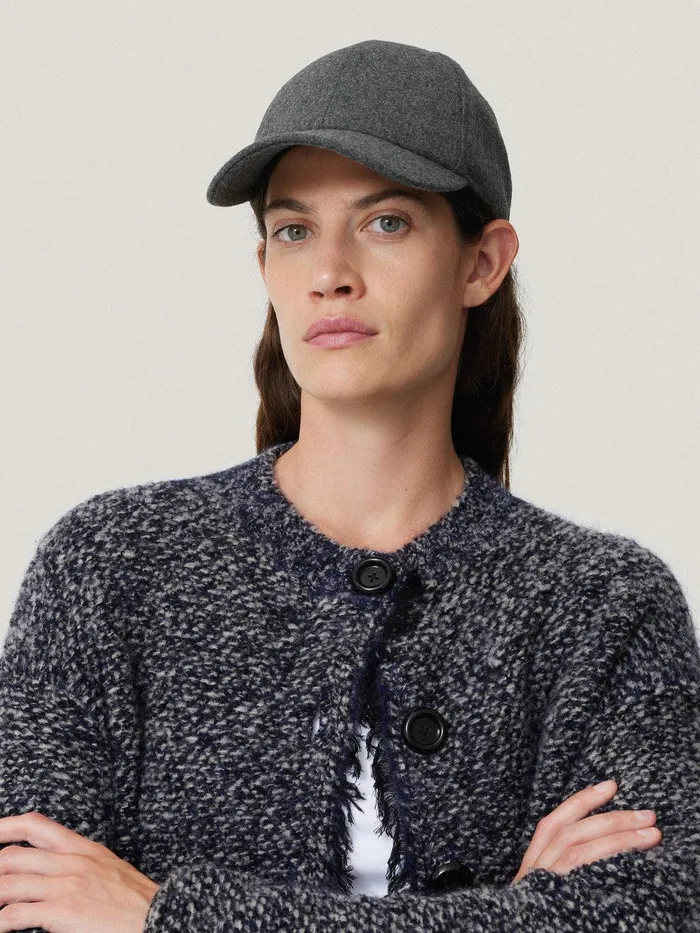 Women Wool Felted Baseball Cap Grey Jigsaw Hats and Gloves
