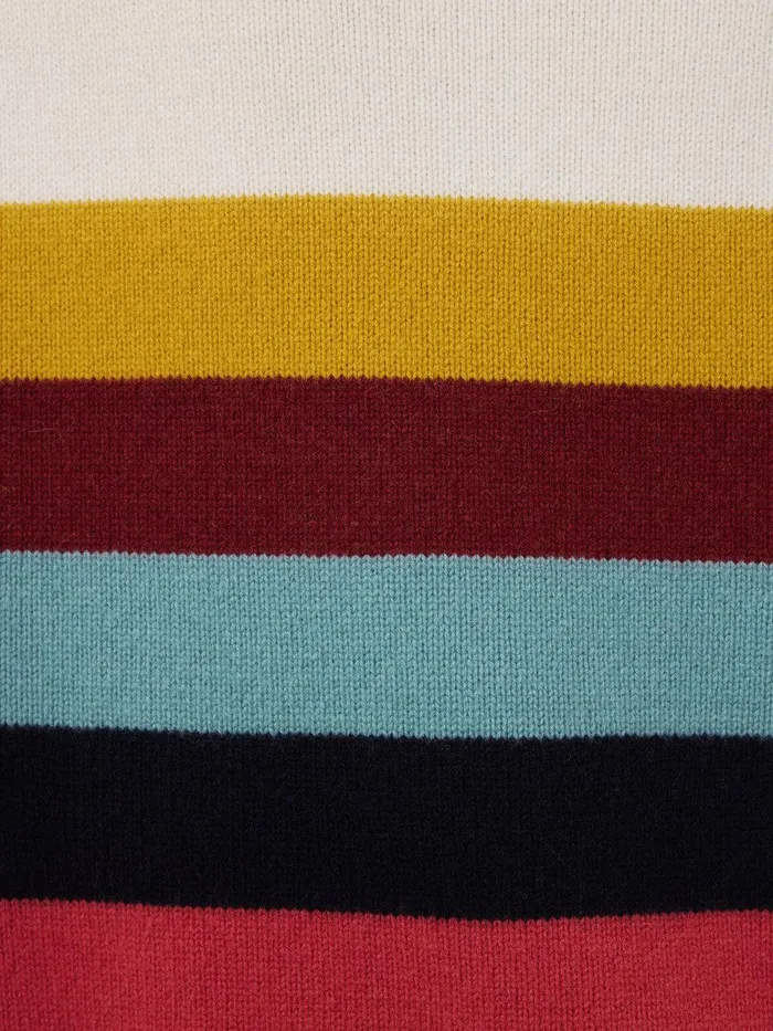 Women Wool Multi Stripe Turtleneck Grey Jigsaw Knitwear and Cashmere