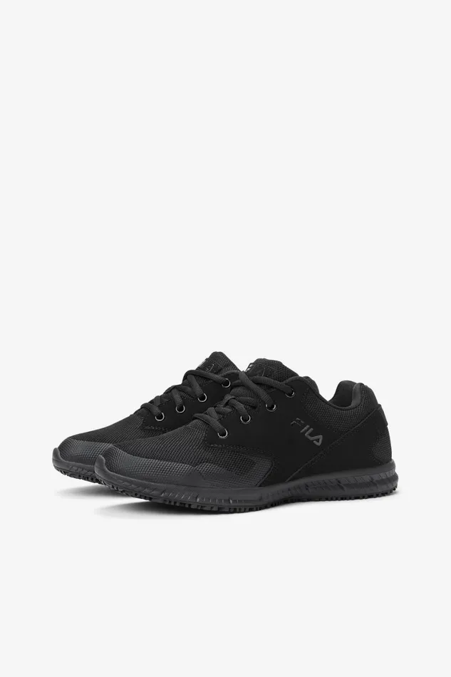 Women Work Shoes Fila Memory Layers EVO Slip Resistant Shoe 001 Black Black Black