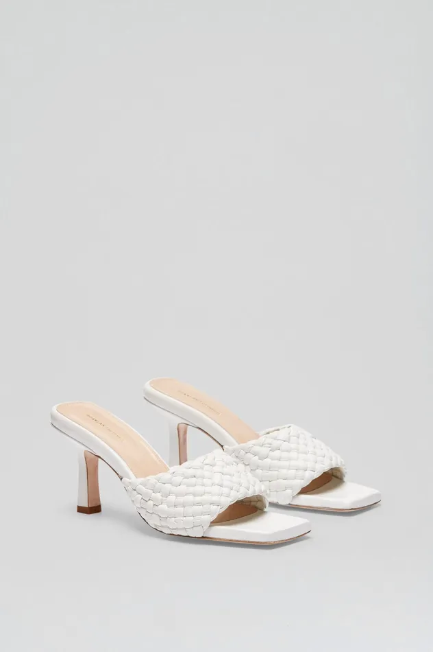 WOVEN LEATHER MULE 75 WHITE Shoes Scanlan Theodore Women