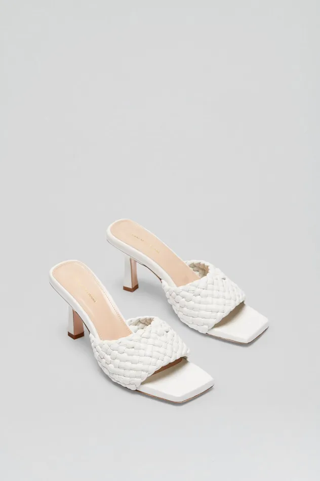 WOVEN LEATHER MULE 75 WHITE Shoes Scanlan Theodore Women