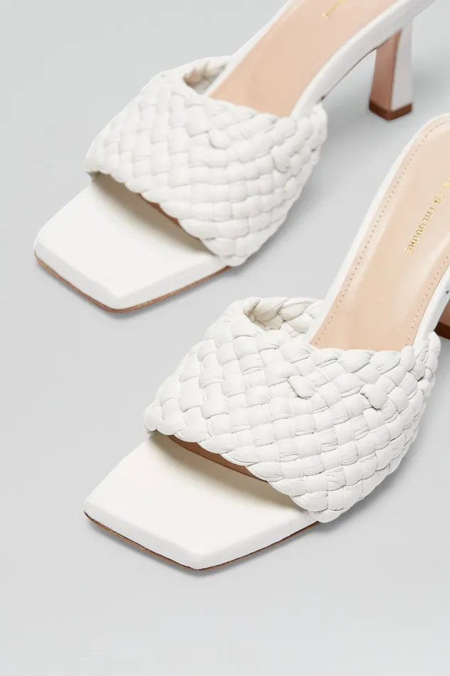 WOVEN LEATHER MULE 75 WHITE Shoes Scanlan Theodore Women
